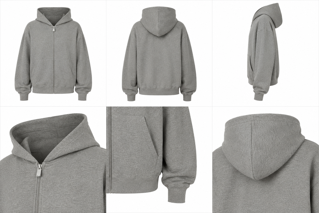Gray Oversized Zip Hoodie
