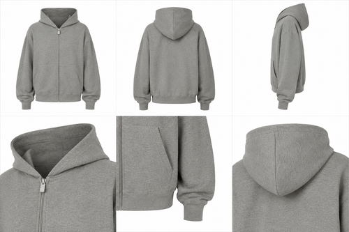 Gray Oversized Zip Hoodie