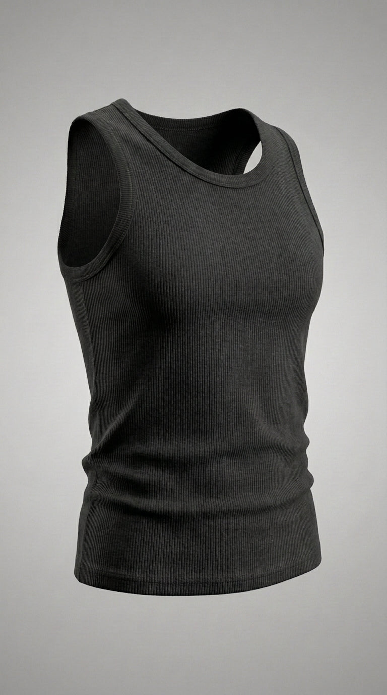 Black Ribbed Tank Top