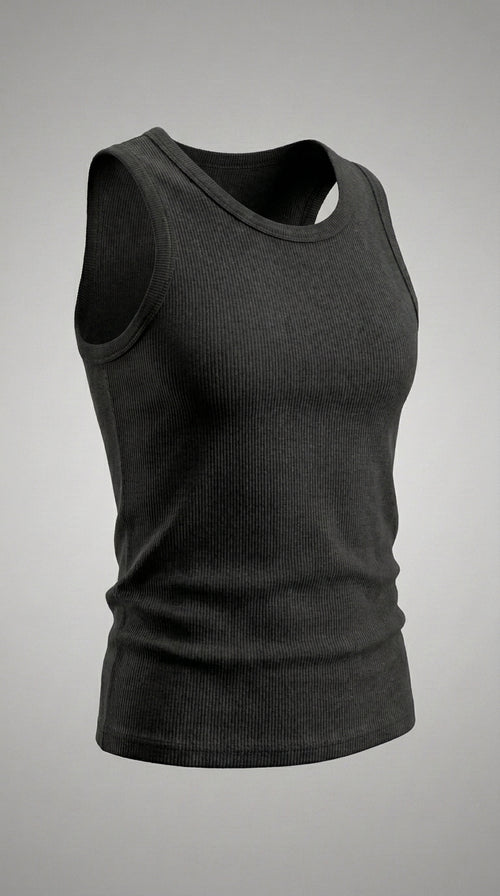 Black Ribbed Tank Top