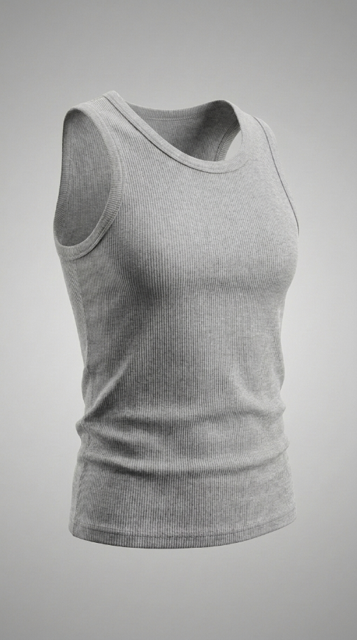 Gray Ribbed Tank Top