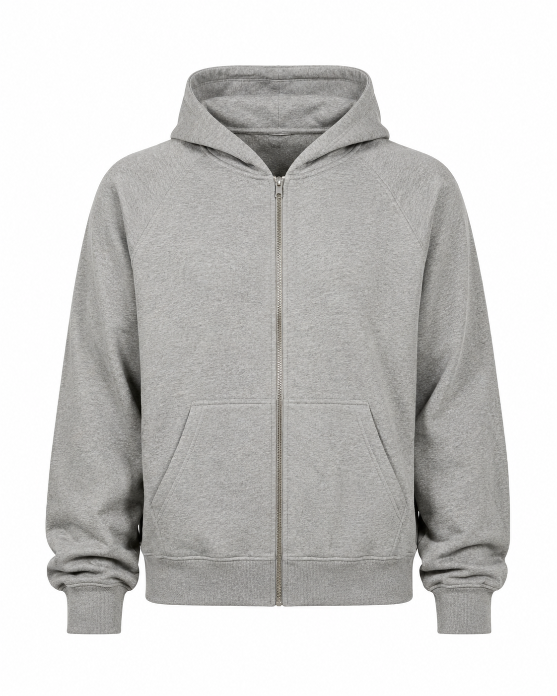 Gray Oversized Zip Hoodie